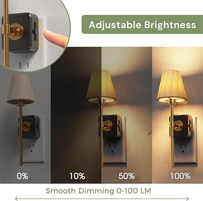 L LOHAS LED Night Lights Plug into Wall, 2 Pack Pleated Fabric Cover Night Light, Dusk to Dawn Sensor Vintage Nightlight, 0-100LM Dimmable, for Bedroom Living Room Hallway