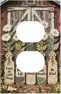 Bvtewkhz Rustic Daisy Barn Door Flowers Duplex Outlet Decorative Light Switch Covers Electrical Faceplate Switch Plates for Bathroom Kitchen Home