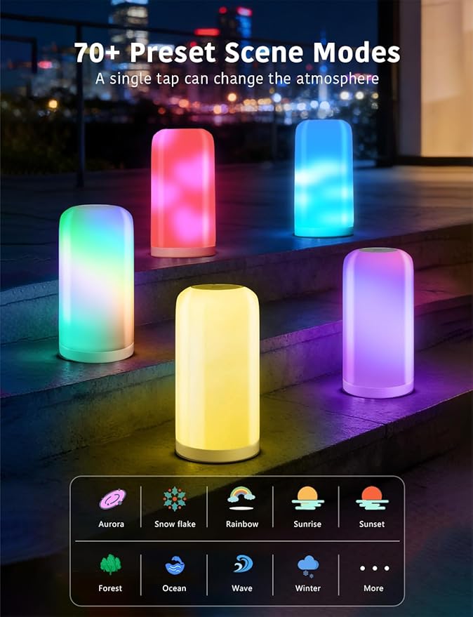 DAYBETTER BGRIC Smart Bedside Lamps, Touch Lamps for Nightstand, Compatible with Alexa and Google Home, LED Lamp with 70+ Scene Mode, Color Changing Lamp for Bedroom Living Room(2.4GHz WiFi Only)
