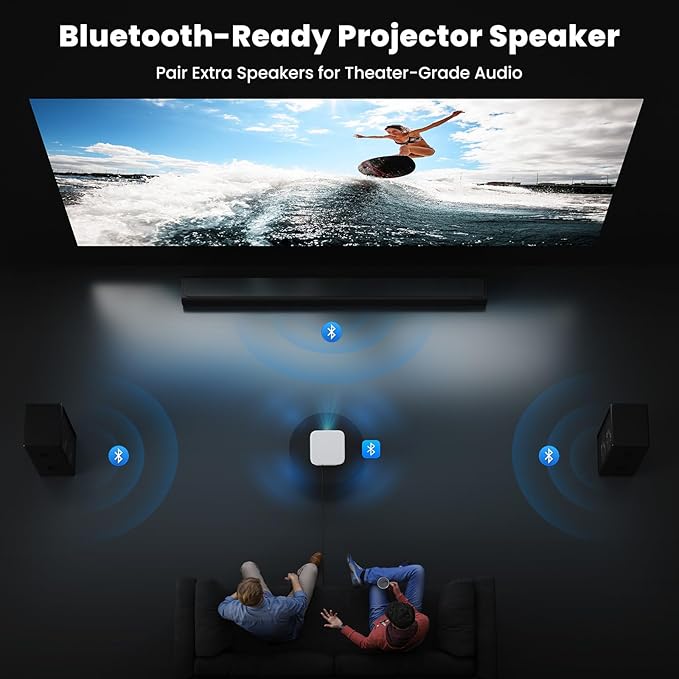 [1500 ANSI/Built-in APPs] Smart Projector with Wifi and Bluetooth: NICPOW 4K Outdoor Projector, Compatible with Netflix, Auto Focus & Keystone, Portable Proyector for Home & Outdoor Use, White