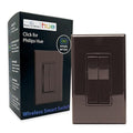 RunLessWire Click for Philips Hue – Battery-Free Wireless Smart Light Switch, 30ft Range – Works Natively with Philips Hue Bridge – Wall Mount Kinetic Switch - Decora Style, Brown