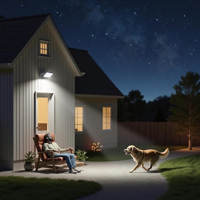 WISELUME 60W LED Outdoor Wall Light – 360° Adjustable Head, Motion Sensor, Color Temperature Adjustable (3000K/4000K/6500K) Waterproof Security Lighting for Garage, Porch & Yard
