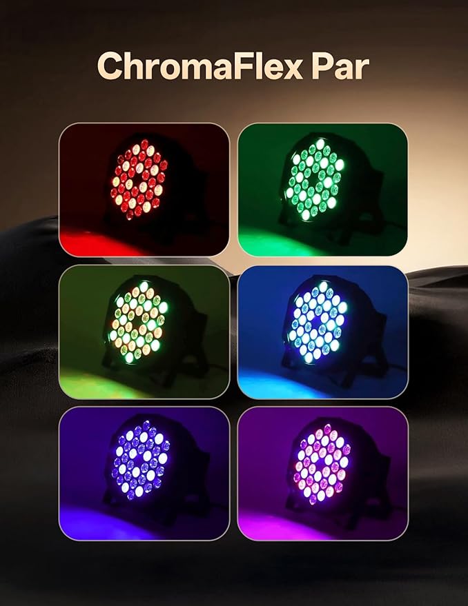 JAJALUYA LED Par Lights 36 LED Stage Lights 7 Modes RGB DJ Lights with Sound Activated Remote and DMX Control DJ Uplighting for Birthday Party Events Wedding Christmas Stage Lighting (4 Packs)