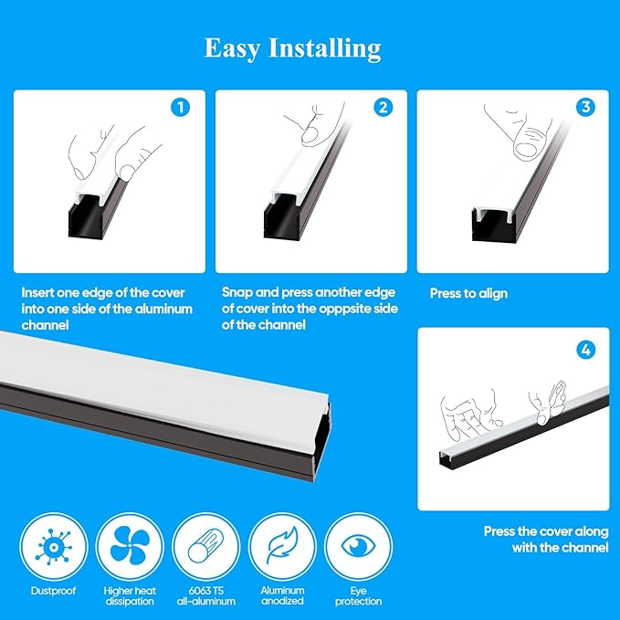 Besseto 10 Pack 1M/3.3Ft LED Aluminum Channel for Wall Panel,Wood Slat Wall Panel LED Strip Light Aluminum Channel Profile for Living Room Bedroom Bathroom Stairs (Silver-10Pack 3.3Ft)