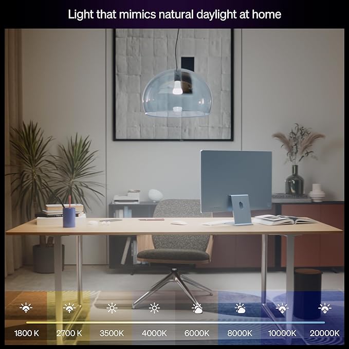 Philips Hue Smart LED A19 Bulb 2-Pack, White Color Ambiance, E26 Base, 7.2W, Full Spectrum Light 1000K-20000K, 810 Lumens, Dimmable, Works with Alexa, Google,& Apple Home