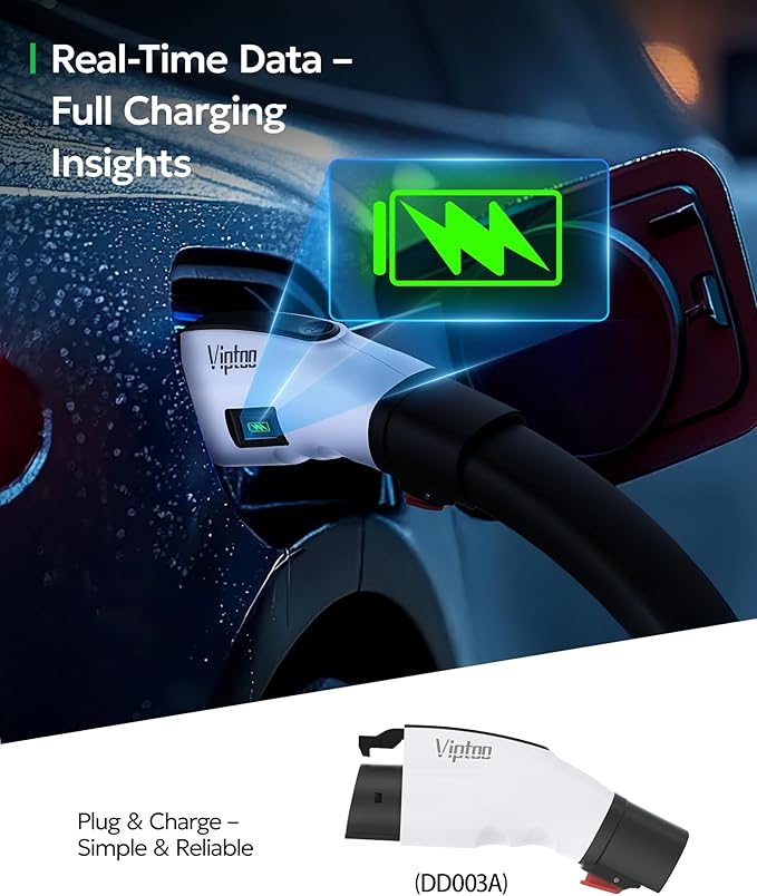 VIPTOO Adapter for Tesla to J1772 Adapter, Compact with Light Indicator, Compatible with Tesla Wall/Mobile/Destination Chargers, Converts Tesla to J1772 for Non-Tesla EVs (for J1772 EVs Only)