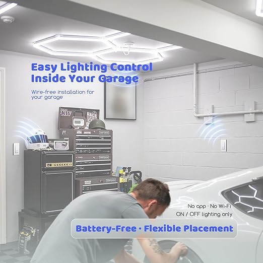 Wireless Light Switch and Receiver Kit (2V1), Self-Powered (No Battery Required), No WiFi Needed, Remote Control Lighting Switch for Indoor and Outdoor Light Fixtures