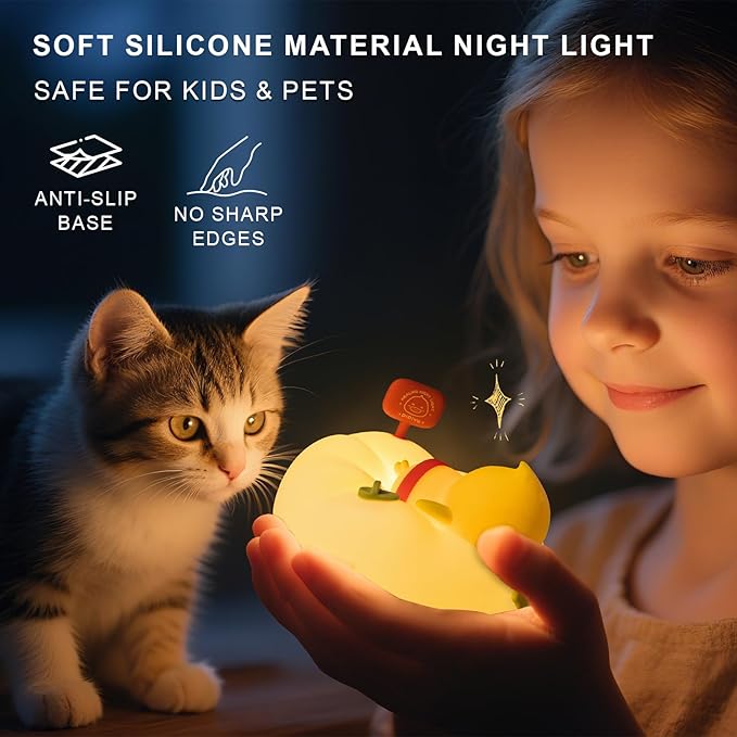 AuroraNiteBeam Duck Night Light for Kids, 7 Colors LED Nursery Lamp Dimmable & Rechargeable, Duck Silicone Lamp for Bedroom/Nursery,Room Decor Lamp Gift for Adult Toddler/Boys/Girls