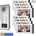 ANJIELO SMART Wired Video Multifamily Apartment Intercom System,2/3/4/6/8/10/12 Units 7 inch Monitor Video Door Phone Kit,Video Doorbell, ID Card Unlock, 2 Way Audio for Home (1 doorbell + 8 Monitor)