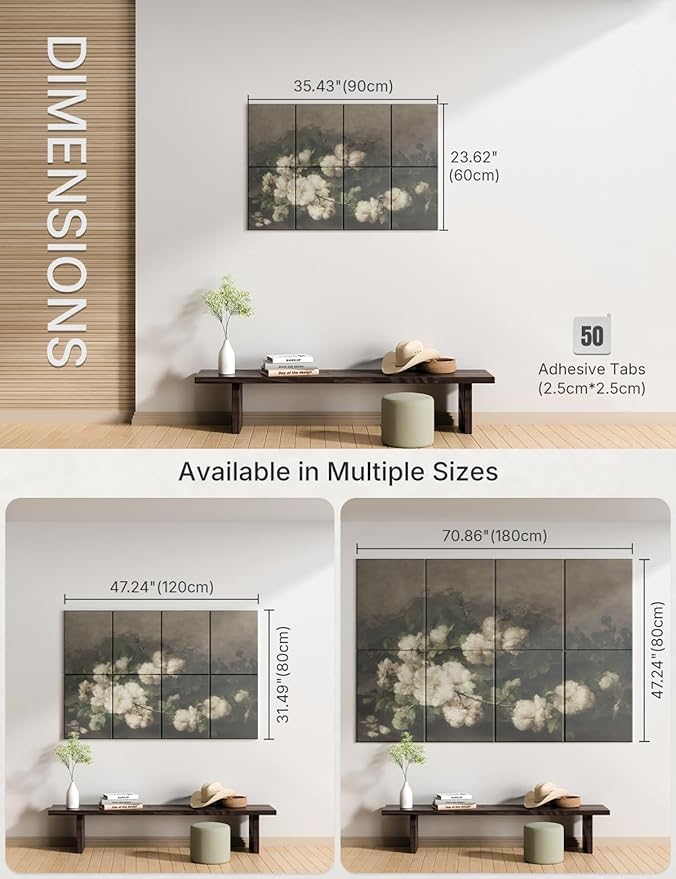 Wall Art Acoustic Panels,35''X24''Sound Absorbing Panels-8-Pack with 50 Adhesive Tabs, Decorative Sound Absorbing Panels for Living Room and Recording Studio, Offices-Stilleven met gitaar en rozen