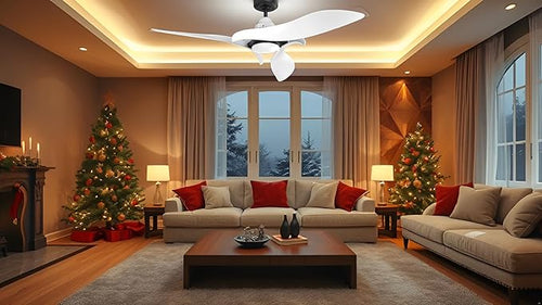 AEROFANTURE 54 Inch White Ceiling Fan, Quiet DC Motor with Remote, 6 Speeds and Reversible Airflow, Modern Indoor Fan for Bedroom or Living Room