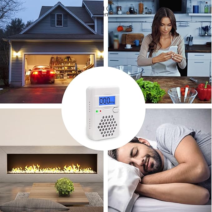 2 Packs Carbon Monoxide Detectors,Battery Operated CO Alarm Detector Monitor with Digital Display for Home Kitchen Restaurant Hotel Office(Batteries NOT Included)