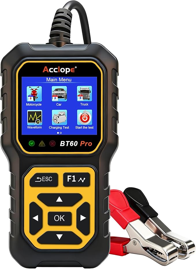 Acclope BT60 Pro Car Battery Tester, Digital Analyzer with Cloud Printing, 100-3000 CCA Range for 6V/12V/24V AGM, Lithium, Gel Batteries, Automotive Charging System
