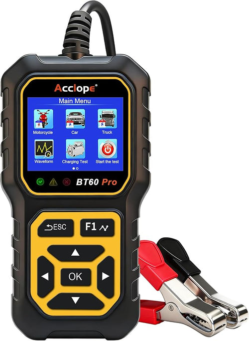 Acclope BT60 Pro Car Battery Tester, Digital Analyzer with Cloud Printing, 100-3000 CCA Range for 6V/12V/24V AGM, Lithium, Gel Batteries, Automotive Charging System