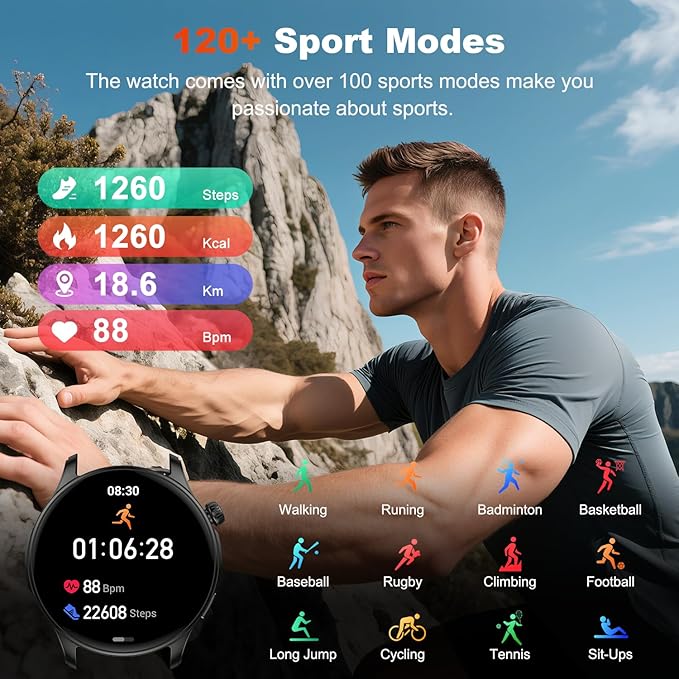 Smart Watch for Men Women Fitness: Make Answer Call Running Digital Mens Watches Waterproof Smartwatch Android Phone iPhone Samsung Compatible Step Pedometer Tracker Heart Rate Sleep SpO2 Monitor