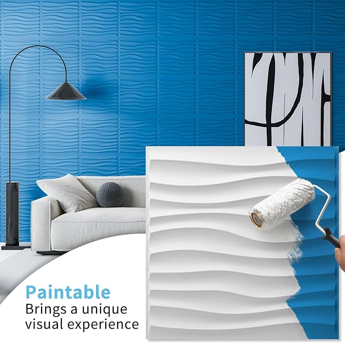 Art3d 100 Pack Decorative 3D Wall Panels, 97 Sq.Feet PVC Interior Wall Décor, 11.8"x11.8", White