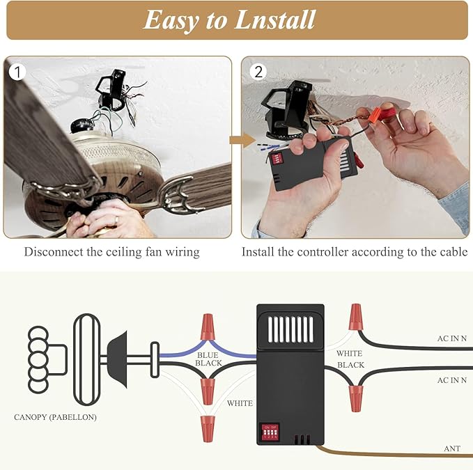 Hampton Bay Universal Ceiling Fan Thermostatic Remote Control Kit with Wall Holder for Hunter Home Decor Harbor Breeze，3-Speed Light Dimmer Timer Replacement for HD3 TR222A 98108 98130 98101 98131