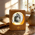 Gloryage Personalized 3D Crystal Photo Lamp – Custom Engraved Memory Ball with Warm LED Light and Wood Base, Ideal Gift for Anniversary, Wedding, Birthday, Valentine's Day, Pet Memorial