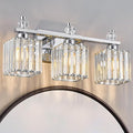 FDPBY Bathroom Vanity Lights 3-Light Modern Crystal Vanity Light Chrome Bathroom Light Fixtures Over Mirror Crystal Bathroom Vanity Lighting Fixtures