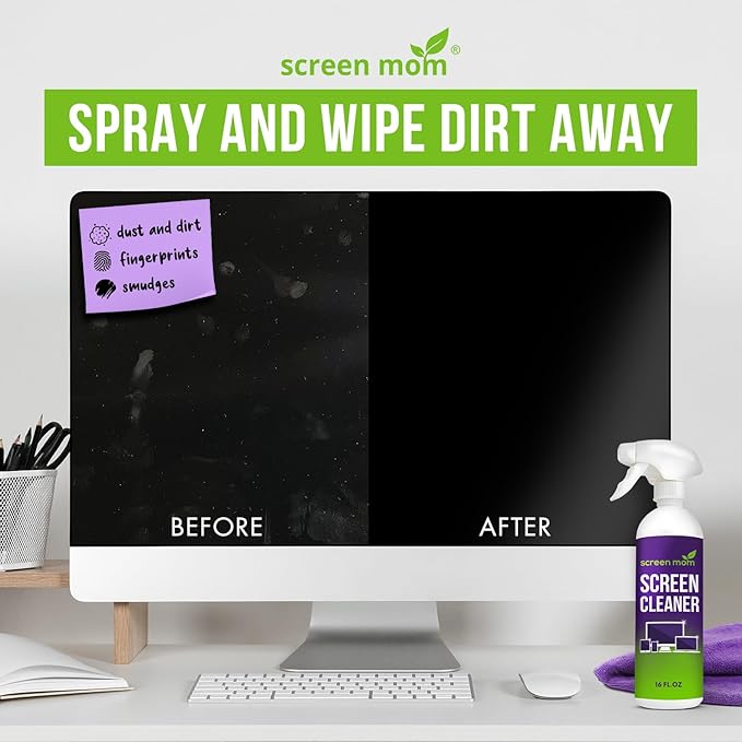Screen Mom Screen Cleaner Refill with Dispensing Tap, 1-Gallon for Screen Cleaner Spray and Wipe for TV, Computer, Phone, iPad, Car Screen Cleaning Kit Electronic Cleaner Spray