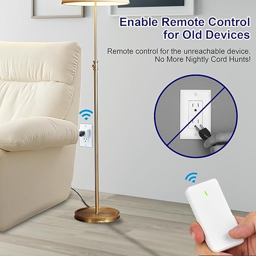 Remote Plug in On Off Switch,GreenCyle Outlet Plug with Remote, Wireless On/Off Light Switch Wall Mounted,15A/1500W,TUV Listed, No Wiring Needed,500ft RF Range, for Lamps, Fans, Household Appliances