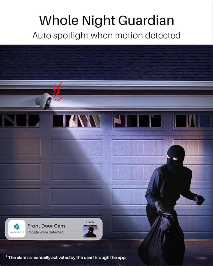 WUUK Security Cameras Wireless Outdoor, Indoor Camera, Home Surveillance System, 2K, No Monthly Fee, Motion Alert, Night Vision, 2.4/5 GHz WiFi, Compatible with Alexa & Google, 2-Camera Kit