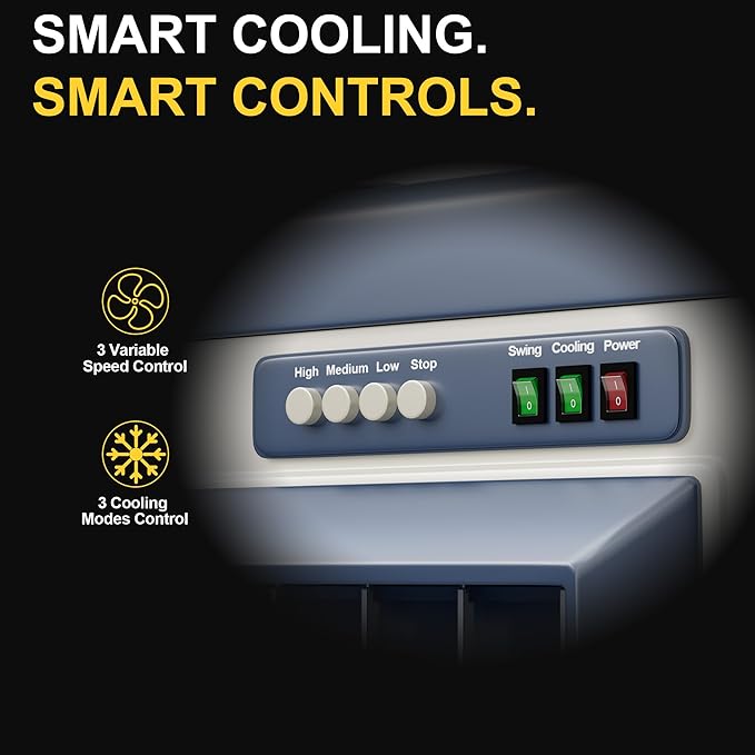 Landeagle 56″ Swamp Cooler Air Conditioner, 8979CFM Portable Evaporative Coolers with 35.5 Gal Tank,120°Oscillation, Outdoor Cooling Fan with Continuous Auto Fill for Patio Garage Industry Commercial