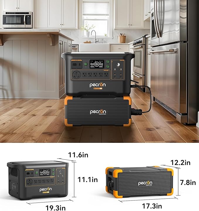 Pecron Portable Power Station F3000LFP with 3072Wh EP3000-48V Extra Battery, 3072Wh Solar Camping Generator, 3600W Solar Generator for RV, Home Use, CPAP (Total 6144Wh Generator Kit)