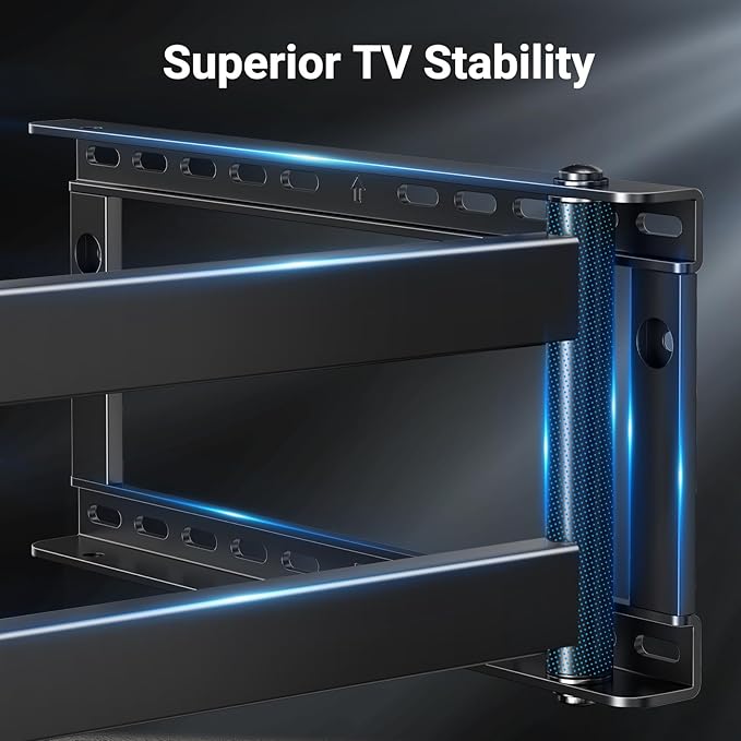 PERLESMITH Long Arm TV Wall Mount Full Motion for 37-75 inch TVs, Corner TV Mount Bracket with 27.36-inch Articulating Long Extension Arm, Swivel&Tilt, Max VESA 600x400mm up to 110lbs, 16" Wood Stud