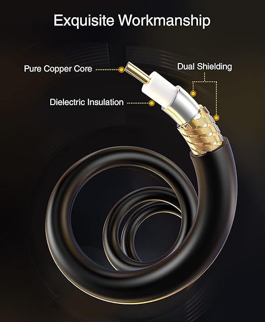 BlueRigger RCA Audio Subwoofer Cable (50FT, Dual Shielded, Gold Plated RCA Connectors) – for Subwoofer, Amplifier, Home Theater