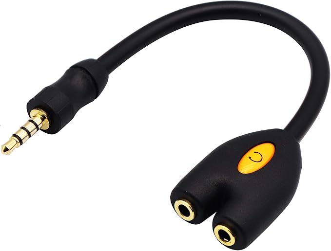 zdyCGTime 3.5mm Audio Headphone Y Splitter Cable 4-Pole 3.5mm AUX Male to 2 Port 3.5mm Female Headset Mic & Stereo Audio Y Splitter Cable for Earphone,for Smartphone, Samsung, LG, (17.5CM)(4Pole)