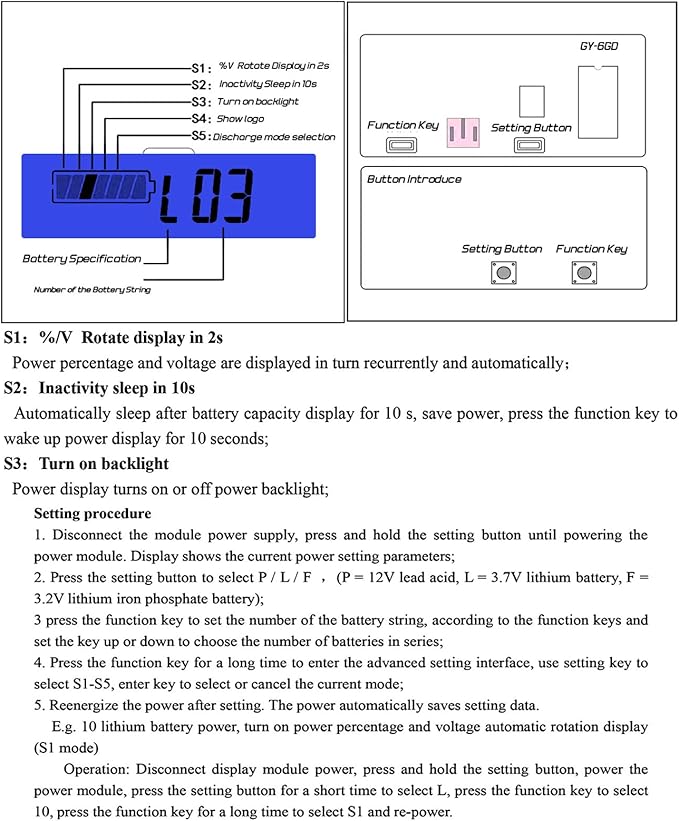 Frienda 2 Pieces Dc 12v 24v 36v 48v 60v 72v 84v Golf Cart Battery Meter with Alarm, Front Setting and Switch Key Battery Capacity Voltage Indicator Gauge Acid and Lithium Ion Indicator(Blue)