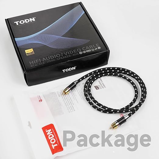 TODN 75-Ohm Coaxial Digital Audio Cable Audiophile 24K Gold-Plated RCA Male Connector SPDIF Coax Cable with OCC-Core, Dual Shielded for Subs/TVs/Apms (4.9ft /1.5m)