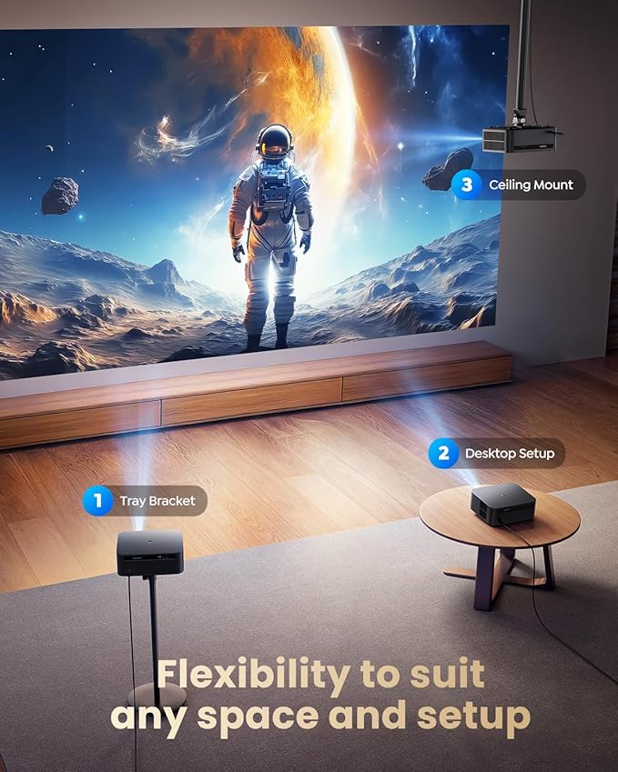 【Official Google TV/4K Supported 】Smart Projector with WiFi & Bluetooth, Outdoor & Home TV Movie Projectors with Voice Control,Auto Focus & Keystone,Compatible with Netflix Proyector WiMiUS K13 Black