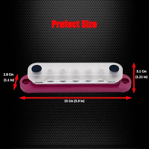 7 x M6 (1/4") Studs Power Distribution Block Bus Bar 12V, Ampper 5.9" HD 150A Marine BusBar Battery Distribution Block W/Cover for Car Boat Solar (Red)