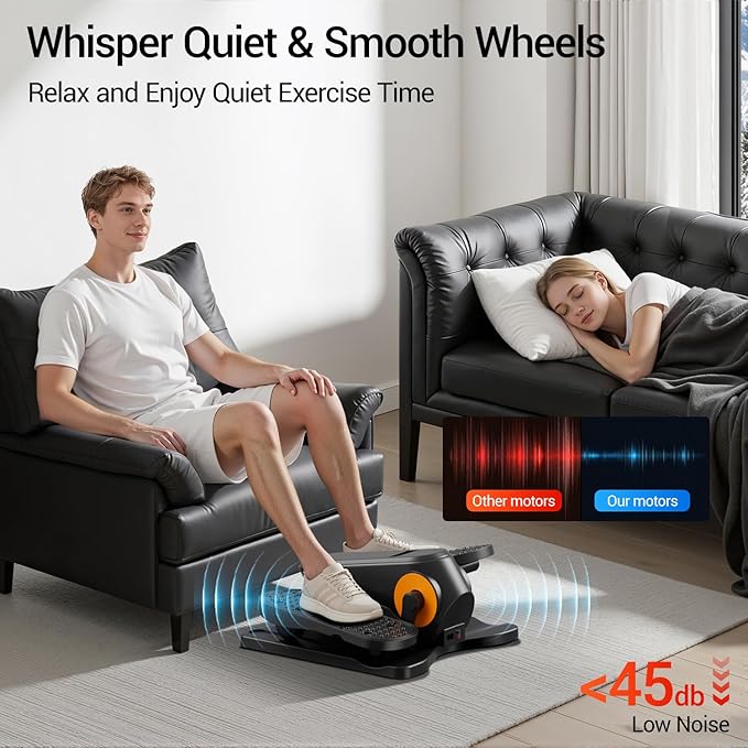 Under Desk Elliptical Machine, Electric Seated Pedal Exerciser, Min Leg Exerciser with Remoter, 12 Level Speeds, Forward & Reverse Direction, Manual & Auto Mode for Home Office