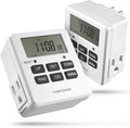Fospower 7 Day Digital Timers for Electrical Outlets Indoor, Heavy Duty Dual Programmable Outlet Light Timer Switch, Electric Power Wall Timer for Grow Light, Lamp, 3 Prong, Grounded- 2 Pack