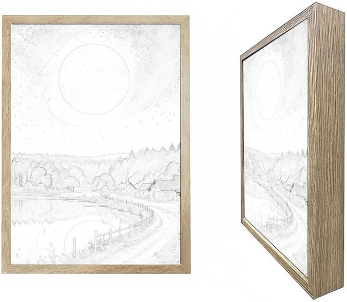 URVIP LED Glowing Photo Frame, 3D Starry-Sky Blue Moon Wall Art, 9x12 Inches Dimmable Light Up Light Painting for Bedroom, Unique Aesthetic Decor, Great Birthday Gift for Women Men