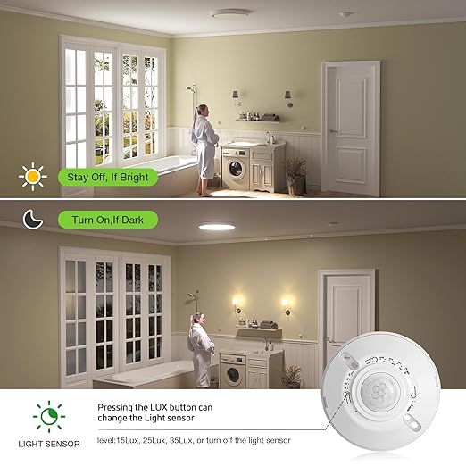 RAYZEEK 12V 24V Low Voltage Ceiling Sensor Pir Occupancy Motion Detector, 360 Degree Field of View High Sensitive Motion Sensor,10A,Commercial/Residential,Up to 1600 sq.ft,PC Fireproof