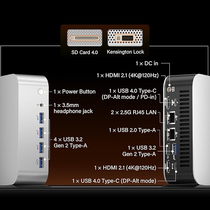 GEEKOM A9 Max AI Mini PC, with AMD Ryzen AI 9 HX 370 (80 Tops), Copilot+ PC, Radeon 890M, 32GB DDR5 (Not LPDDR), 2TB SSD, Win 11 Pro, WiFi 7, BT 5.4, USB4, HDMI 2.1, Dual 2.5GbE, 8K, 3-Year Warranty
