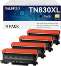 Valinkso TN830XL Toner for Brother Printer 4 Pack Compatible for Brother TN830 TN-830XL TN830XL/V/R for HL-L2460DW DCP-L2640DW MFC-L2820DW HL-L2405W MFC-L2807DW MFC-L2900DW Printers (Black)