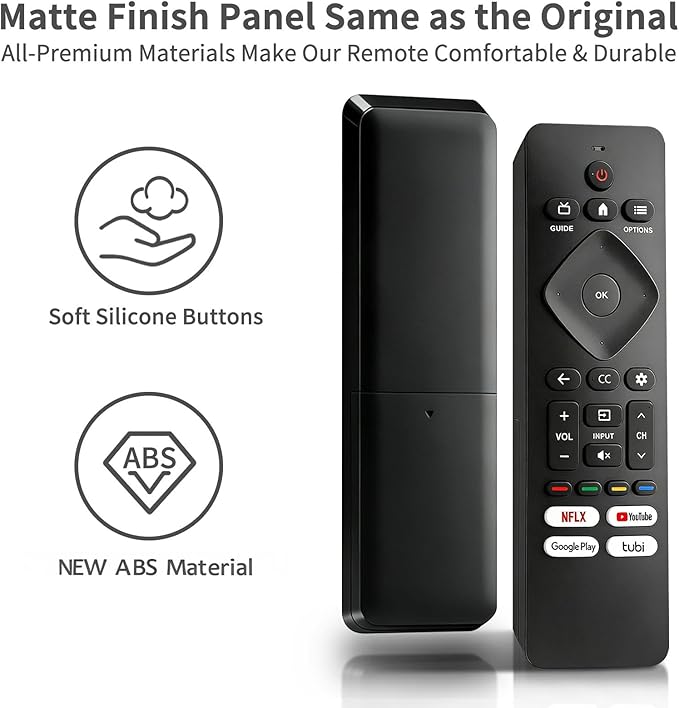Replacement Remote for Philips TV, Compatible with Philips Google & Android 4K UHD HDR Smart TVs, No Setup Needed