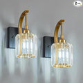 FDPBY Wall Sconces, Set of 2 Black Gold Crystal Vanity Lights, Modern Wall Lamp for Bathroom, Hallway, and Makeup, Easy Installation