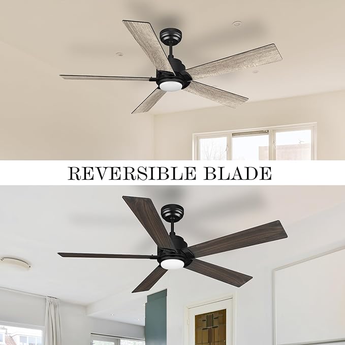 SMAAIR Smart Ceiling Fan with Light, 56inch Indoor and Outdoor ceiling fan with Remote, Compatible with Alexa/Google Assistant/Siri Shortcut, App control with Timer and Schedule(Walnut/Light Wood)