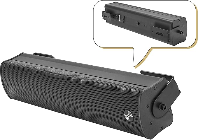 Sound Town Weatherproof Compact Aluminum Line Array Column Speaker with Wall Mount Bracket, 4 x 3 Woofers, 2 x 1.2 Dome Tweeters, Black, for Church, Indoor & Outdoor Installation (CARPO-M42B)