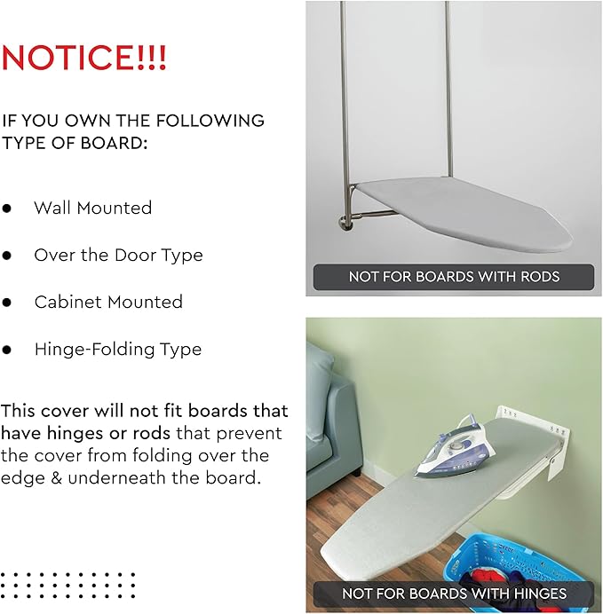 Encasa XO Ironing Board Cover and Pad 54"x18" - 4mm Felt X-Large Iron Board Cover with Padding - Heat Resistant, Stain-Safe Dye, Non Slip Elastic Bungee Cord Tightening Iron Table Cover Beige