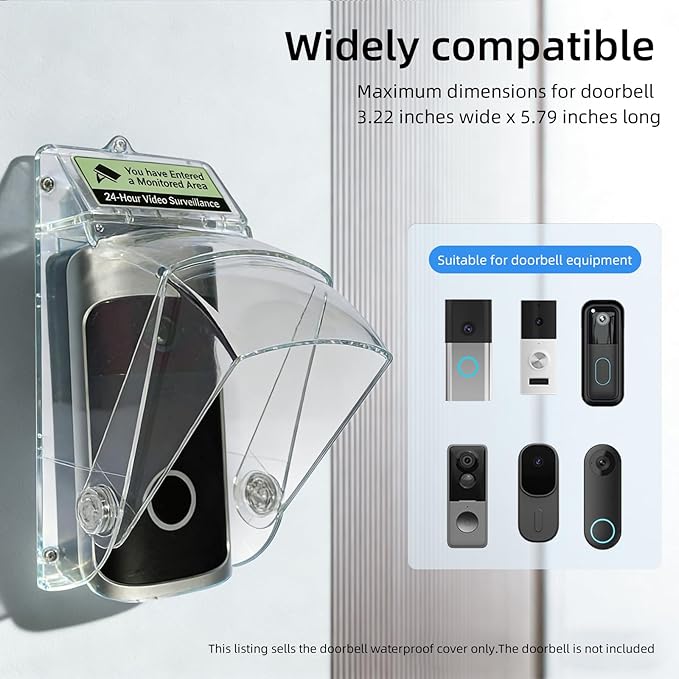 Dgyezhao Clear Outdoor Plastic Flip Doorbell Rain Cover,Camera Cover protector,weather shield Compatible doorbell accessories