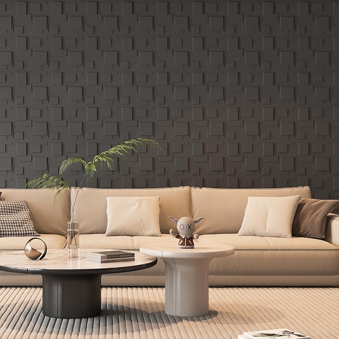 Art3d 20 Pack Decorative 3D Wall Panels, 19 Sq.Feet PVC Interior Wall Décor, 11.8"x11.8", Black