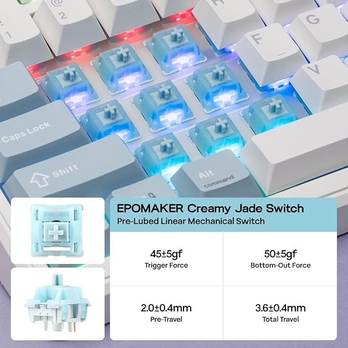 EPOMAKER TH99 PRO 96% Mechanical Keyboard with Screen & Knob, 10000mAh, 2.4Ghz/BT, Hot Swap, Custom Driver, RGB Backlight, PBT Keycap, Wireless Gaming Keyboard for PC/Mac (Blue&White, Creamy Jade)