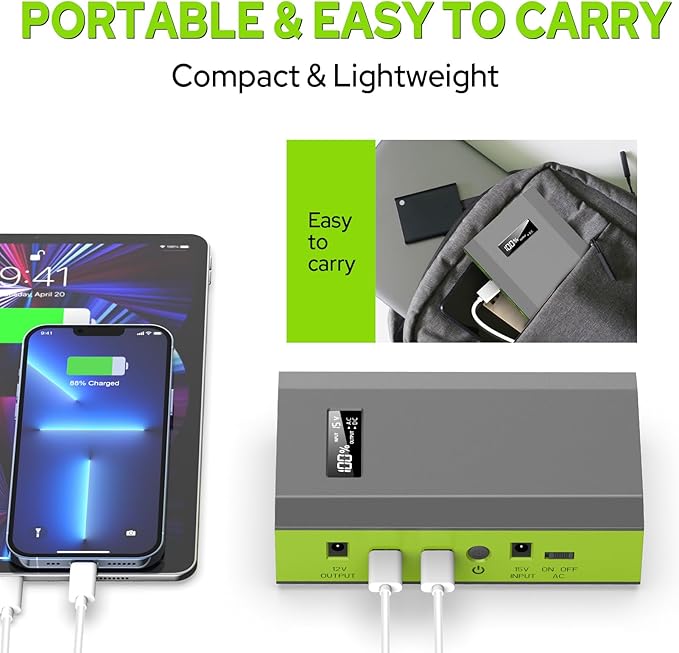 ZeroKor Portable Power Bank with AC Outlet, 65W 110V External Battery Pack 23400mAh Portable Laptop Charger Portable Power Source Backup for Outdoor Tent Camping Home Office Smart Devices -Green